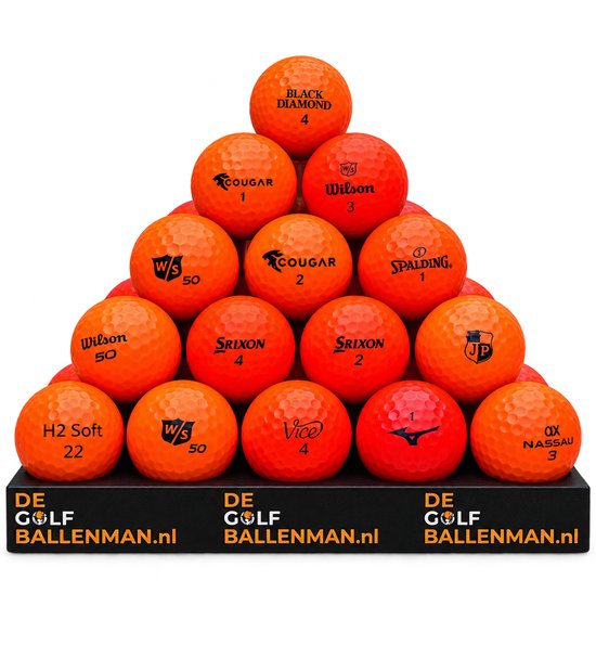 Kleurmix oranje - Lakeballs - 100 gebruikte golfballen