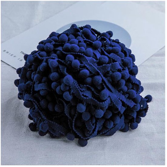 Kleurrijk Pom Poms Kwast Borte Kantlint met 1,2 cm Pompons Kwastlint Pomponband Kwast Trim Band voor Knutselen Naaien Kleding Thuis Decoreren Marineblauw 3 Yard