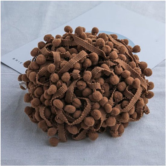 kleurrijke pompons, kwast, boord, kanten lint met 1,2 cm pomponboord, pomponband, kwast, trim band voor knutselen, naaien, kleding, thuis, decoratie, camel, 3 yard