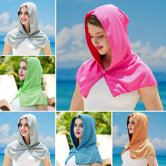 Koelende Hoodie Handdoek - Zonnekap Sjaal - Buitenactiviteiten Bescherming - Uniek Koelsysteem - 63 x 30 cm - Blauw
