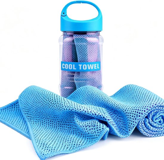 Koelhanddoek - Sporthanddoek Ice Towel - Sport en Ontspanning - Directe Koeling met Water - 100 x 30 cm - Lichtblauw