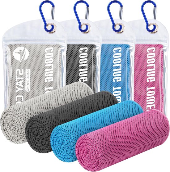 Koelhanddoeken 4 stuks - Verkoelende doeken - Sport en Ontspanning - Hyperverdampend mesh - 100 x 30 cm - Transparant