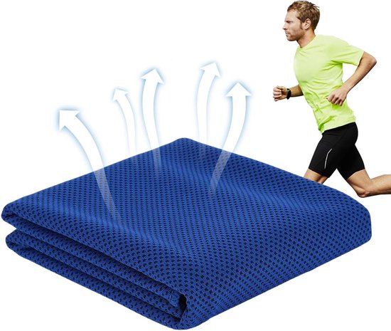 Koelhanddoeken - Verkoelende nekbanden - Sport en outdoor - Ademend mesh materiaal - 30 x 80 cm - Donkerblauw