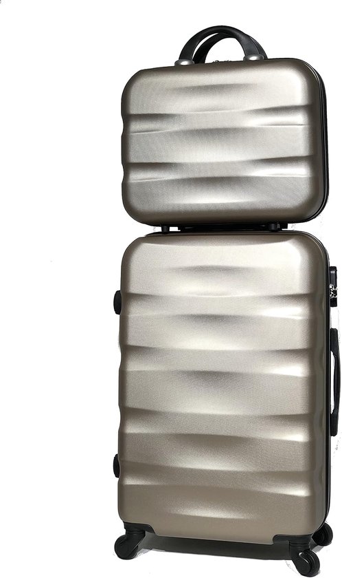 Koffer 65 cm en koffer, champagnekleurig
