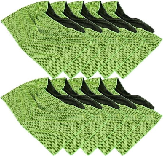 Koude Sporthanddoek - Sneldrogende Handdoek - Buitenkoeling Fitness - Verdamping Versnelt - 10 Stuks - Groen