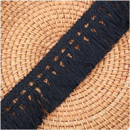 kwastlint 5 cm franje boord polyestervezel kant lint gordijnboord kwastboord lint voor naaien quilten kleding kostuums kussendecoratie doe-het-zelf woondecoratie zwart 5 m