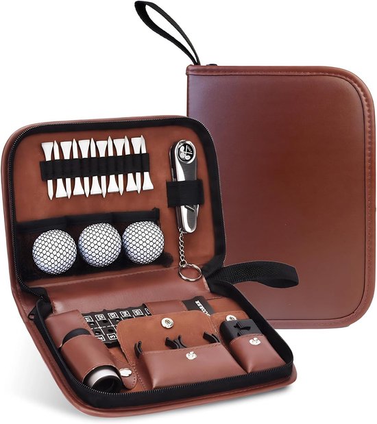 KZQ Leren Opbergtas Voor Golfaccessoires Afstandsmeter Tees En Borstel Cadeau Voor Golfers van kzq