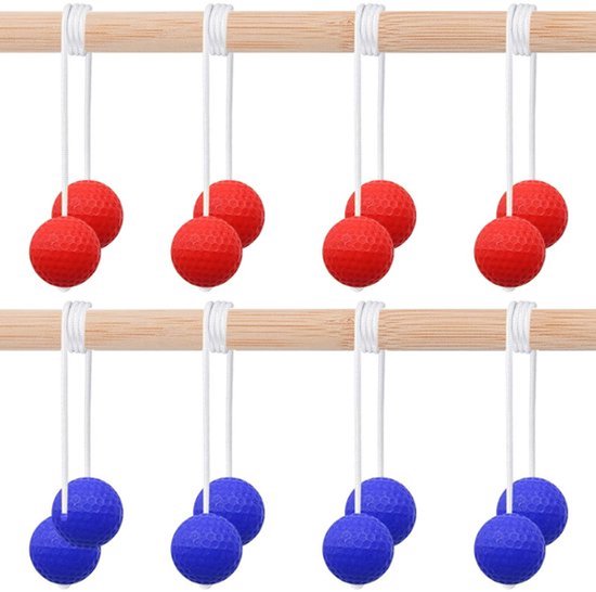- Ladder Golf Ball - Buiten Werpspel - 8 Paren - Geschikt voor kinderen en volwassenen - Rood en marineblauw - Golf Trainingsballen - ...