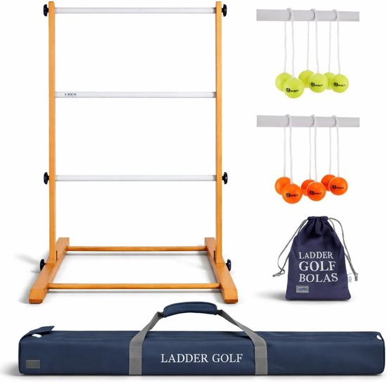 Ladder golf set - professioneel met echte golfballen - fluor geel/oranje - compleet in luxe tas - SnelShoppen