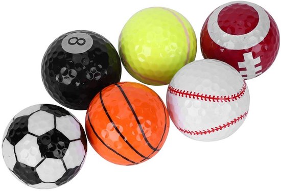 LAUZY- Minigolfballen Lichtgewicht - 6 Stuks - Synthetisch Rubber - Duurzaam - Heldere Kleur - Perfect voor Training/Wedstrijden - Golfballen