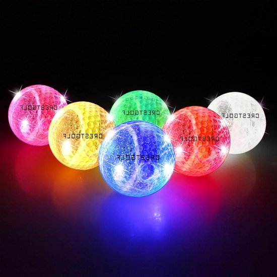 LED Golfballen - Glow in the Dark Ballen - Nachtelijk Golfen - Zelfoplichtend bij impact - 6 stuks - Meerdere kleuren