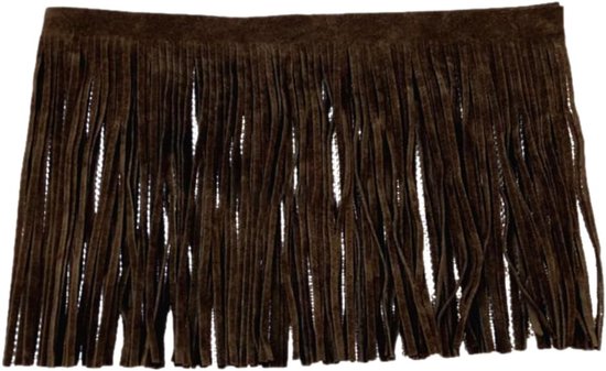 Lederen kwast franjesband, met gesneden kwastjes franjesband, gesneden franje franjesbies voor DIY jurk kleding naaien knutselen versiering accessoires, donkerbruin 100x10cm