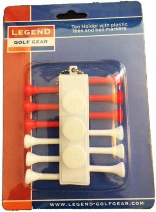 Legend Tee Holder With Plastic Tees And Ball markers van Legend