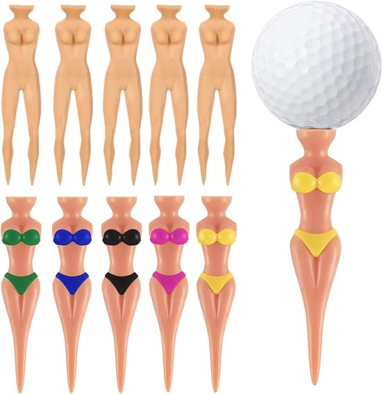 Leuke Golf Tees met Bikini Ontwerp voor Vrouwen - 10 Stuks, 76mm, Perfect voor Golf Training en Feestjes