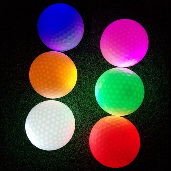 Lichtgevende golfballen - 6 stuks - led - elektronische golflichten voor nachttraining met lange afstanden - roze - rood - blauw - groen - geel - wit