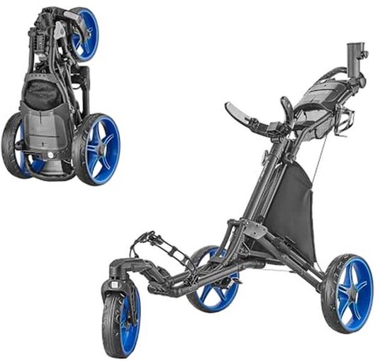 Lichtgewicht 3-wiel Golftrolley met 360° Draaibaar Voorwiel en Inklapmechanisme van Merkloos