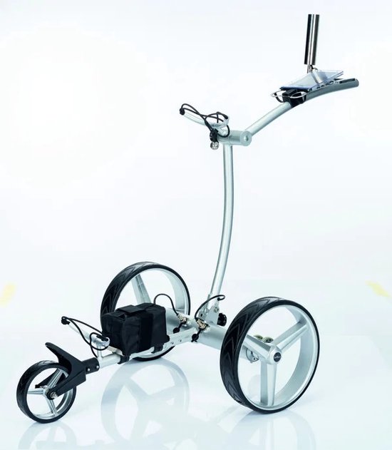 Lichtgewicht ALUMINIUM Elektrische golftrolley GT-AR MET afstandsbediening en inclusief 12 accessoires (VOUWBAAR) van ProActive Sports