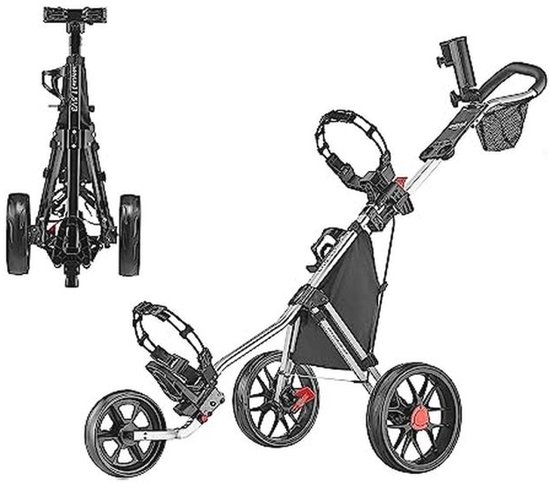 Lichtgewicht Golf Push Cart met 3 Wielen - Eenvoudig Op te Vouwen en Compact van Merkloos