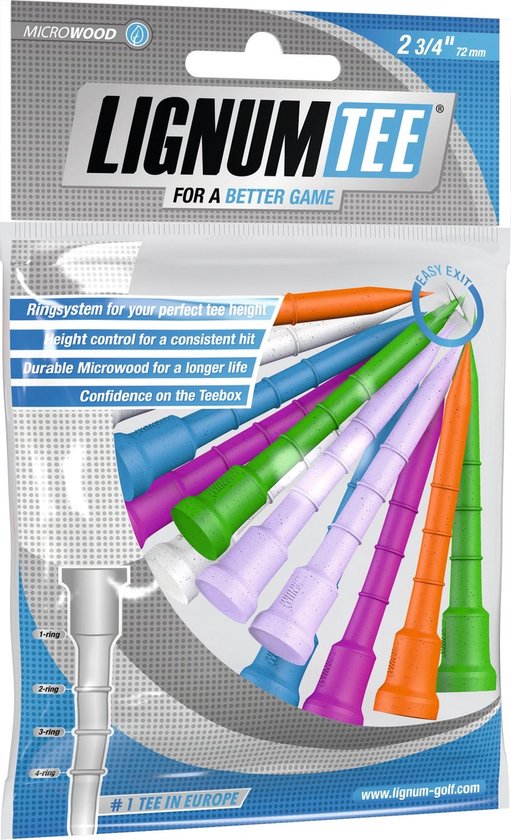 Lignum Golf Tees 72 mm 12 stuks (neon mix) van Lignum