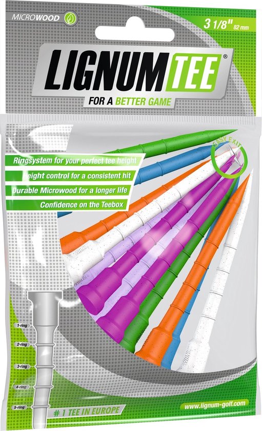 Lignum Golf Tees 82 mm 12 stuks (neon mix) van Lignum