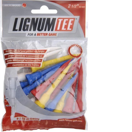 Lignum golftee -  62mm - kleurmix van Lignum