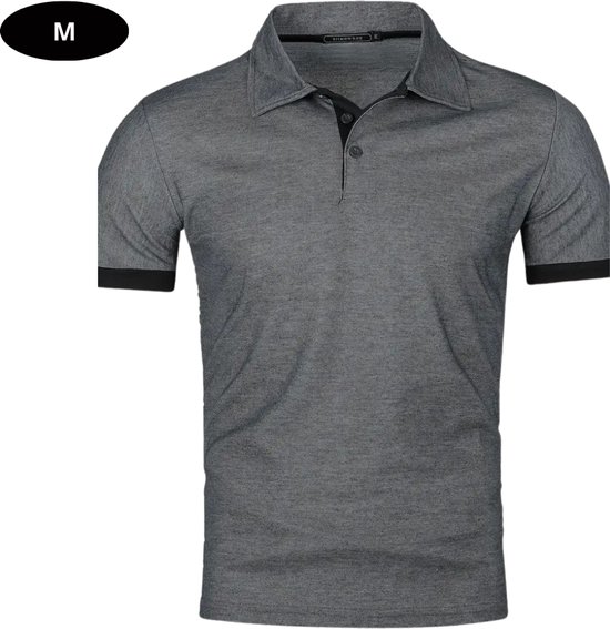 Livano Golf Shirt Heren - T-shirt - Golfkleding - Golfen - Golf Accessoires - Polo Shirt - Donkergrijs + Zwart - Maat M van Livano