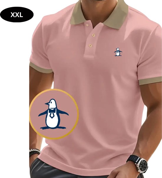 Livano Golf Shirt Heren - T-shirt - Golfkleding - Golfen - Golf Accessoires - Polo Shirt - Roze - Maat XXL