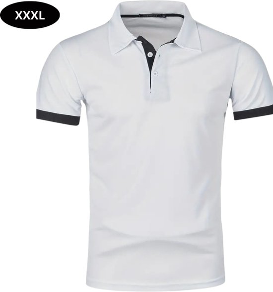 Livano Golf Shirt Heren - T-shirt - Golfkleding - Golfen - Golf Accessoires - Polo Shirt - Wit + Blauw - Maat XXXL van Livano