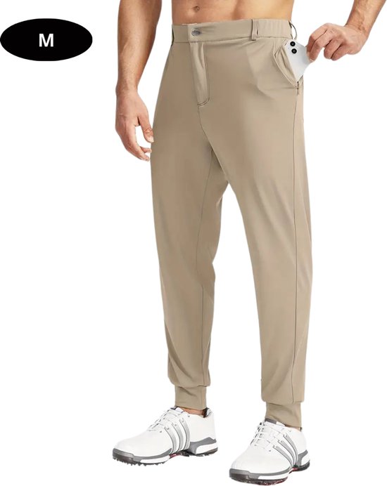 Livano Golfbroek Heren - Golfkleding - Golfen - Golf Accessoires - Nette Pantalon - Beige M - Maat 48 van Merkloos