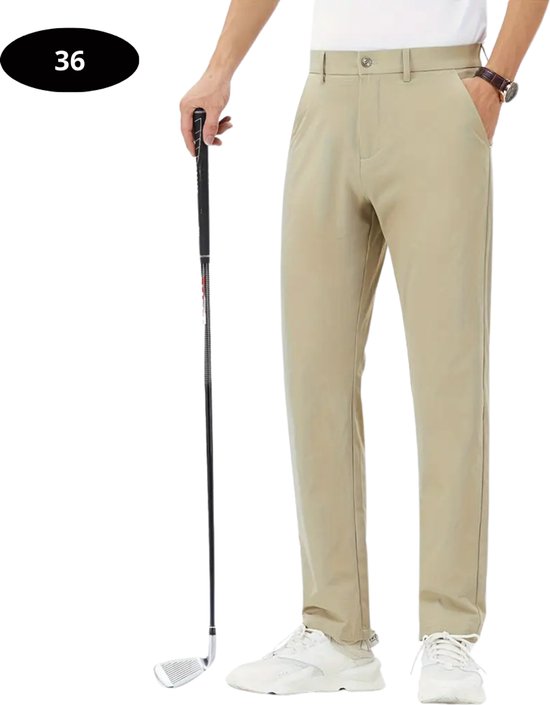 Livano Golfbroek Heren - Golfkleding - Golfen - Golf Accessoires - Nette Pantalon - Beige XL - Maat 52 van Livano