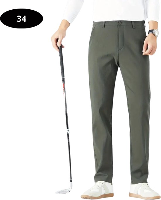Livano Golfbroek Heren - Golfkleding - Golfen - Golf Accessoires - Nette Pantalon - Leger Groen L - Maat 50 van Livano