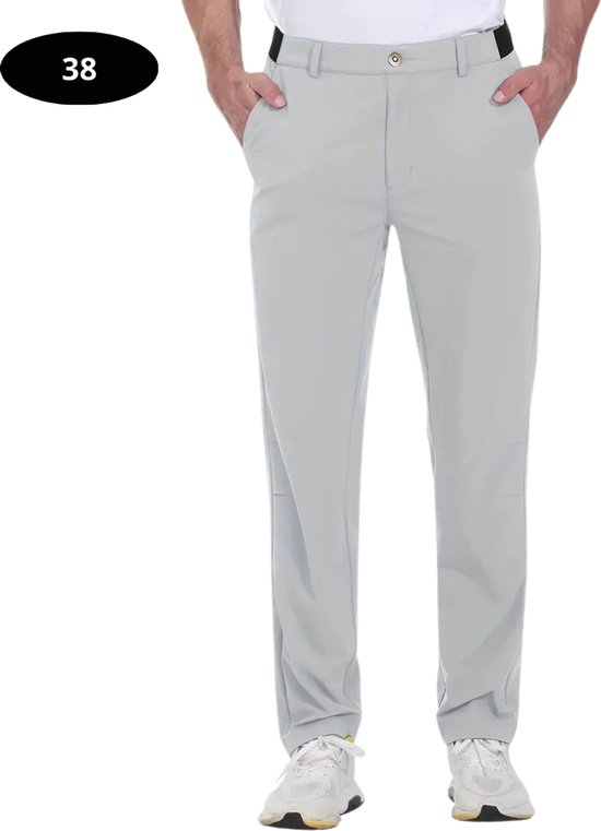 Livano Golfbroek Heren - Golfkleding - Golfen - Golf Accessoires - Nette Pantalon - Lichtgrijs XXL - Maat 54 van Livano