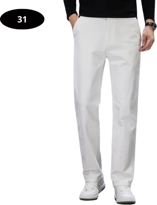 Livano Golfbroek Heren - Golfkleding - Golfen - Golf Accessoires - Nette Pantalon - Wit S - Maat 46 van Merkloos