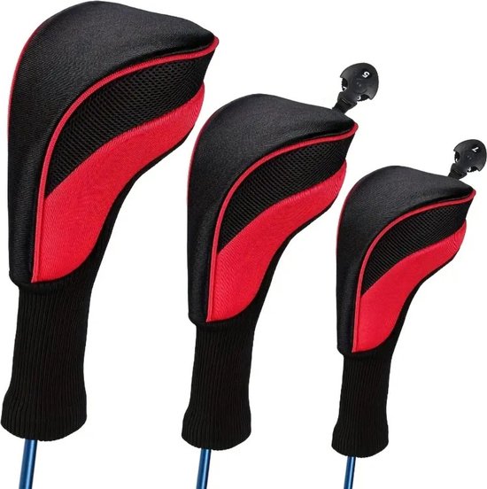 Livano Golfclub Headcover - Covers - Beschermers - Golfset - Rood - 3 Stuks van Merkloos