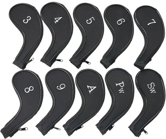 Livano Golfclub Headcover - Covers - Beschermers - Golfset - Zwart - 10 Stuks van Merkloos