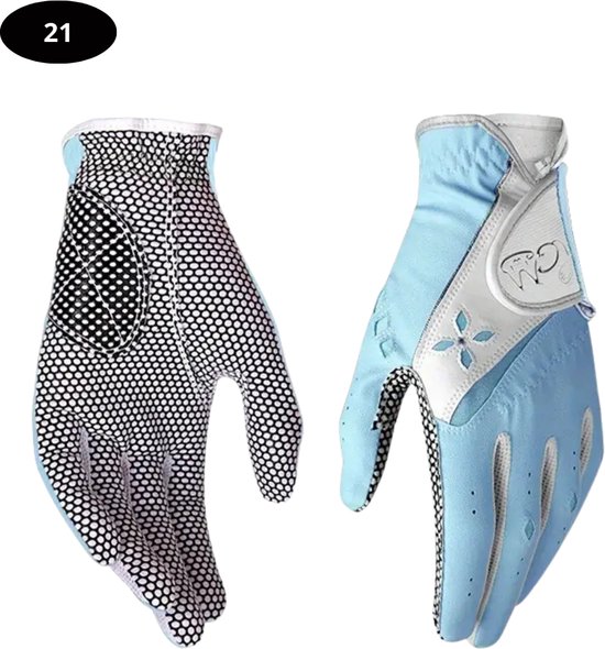 Livano Golfhandschoenen 2 Stuks - Golf Accessoires - Handschoen AntiSlip - Dames - Blauw - Maat XL van Livano