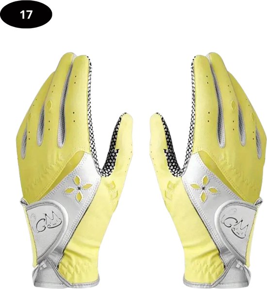 Livano Golfhandschoenen 2 Stuks - Golf Accessoires - Handschoen AntiSlip - Dames - Geel - Maat XS van Livano