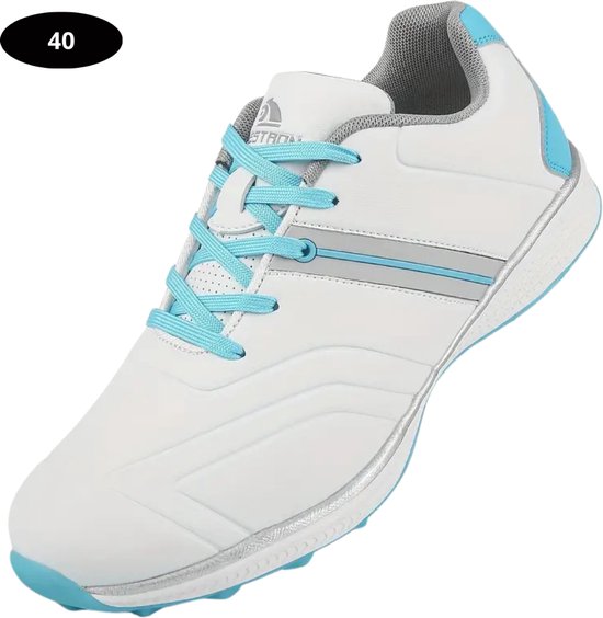 Livano Golfschoenen Dames- Sneakers - Golfkleding - Golfschoenen Antislip - Waterdicht - Golfen - Wit & Blauw - Maat 40 van Merkloos