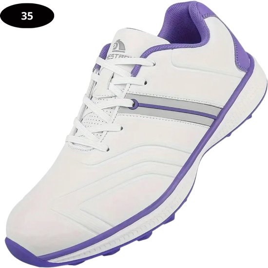 Livano Golfschoenen Dames- Sneakers - Golfkleding - Golfschoenen Antislip - Waterdicht - Golfen - Wit & Paars - Maat 35 van Merkloos