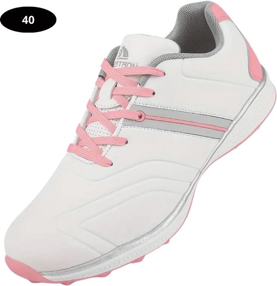 Livano Golfschoenen Dames- Sneakers - Golfkleding - Golfschoenen Antislip - Waterdicht - Golfen - Wit & Roze - Maat 40 van Merkloos