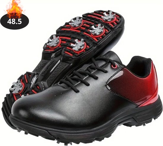 Livano Golfschoenen Heren - Golfkleding - Golfschoenen Antislip - Waterdicht - Golfen - Met Spikes - Zwart - 48.5 van Livano