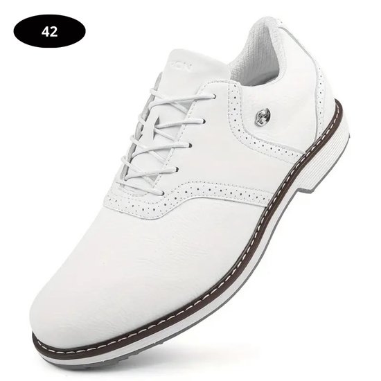 Livano Golfschoenen Heren - Sneakers - Golfkleding - Golfschoenen Antislip - Waterdicht - Golfen - Wit 42 van Merkloos