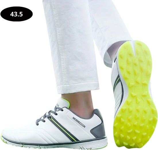 Livano Golfschoenen Heren - Sneakers - Golfkleding - Golfschoenen Antislip - Waterdicht - Golfen - Wit & Geel 43.5 van Merkloos