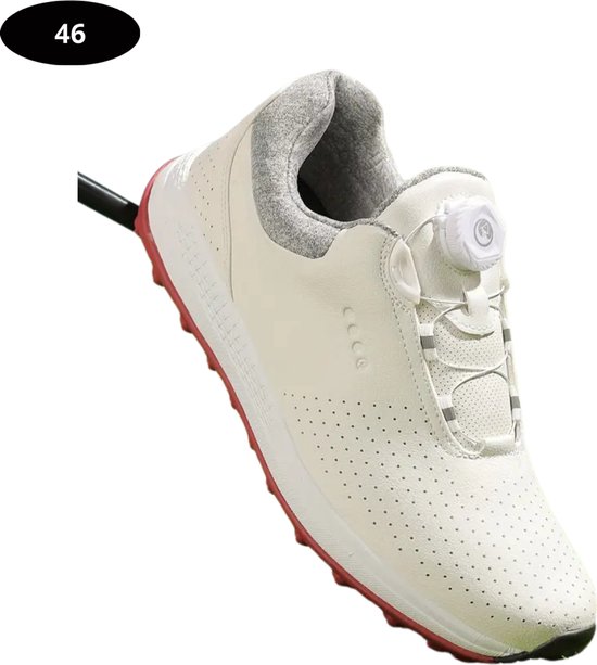 Livano Golfschoenen Heren - Sneakers - Golfkleding - Golfschoenen Antislip - Waterdicht - Golfen - Wit & Rood 46 van Merkloos