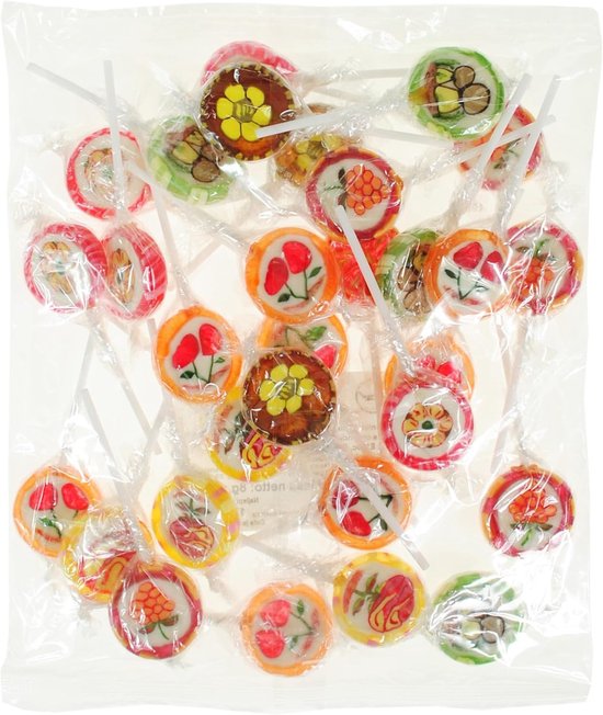 Lollipops 8 gram 30 stuks, handgemaakt in meerdere designs, grootverpakking met patroonlollies voor kinderen