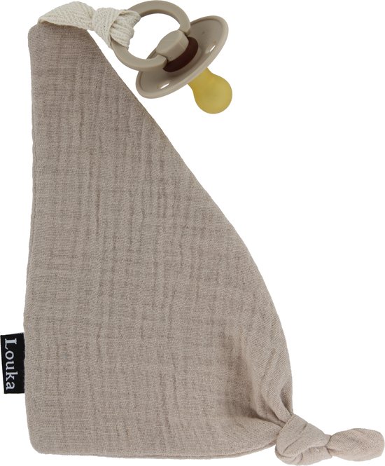 Louka Speendoekje driehoek hydrofiel zand - bruin - speenknuffel - excl. Bibs speen van Louka