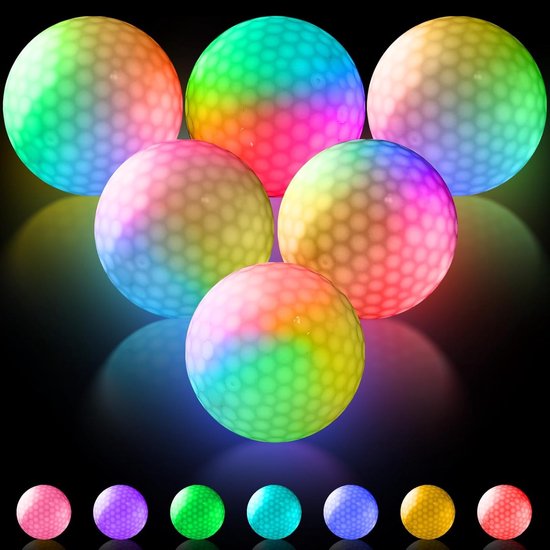 Luminous Golf Balls in 7 Kleuren, Set van 6 Verlichte Golfballen voor Nachttraining en Lange Afstand, Ideaal voor Avondgolf en Verlichting van Merkloos