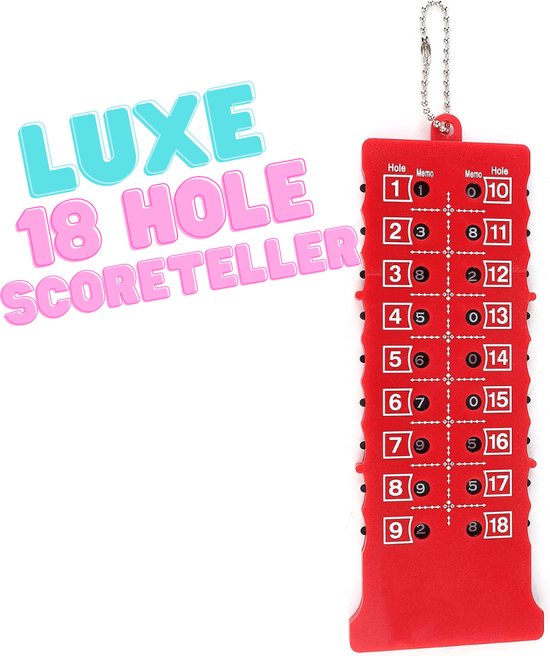 Luxe 18 hole - Golf score teller - Rood - Slagenteller - Handteller - Golftrainingsmateriaal - Golfaccesoires - handige scoreteller - Golfscore teller - Golfscoreteller van Luxe