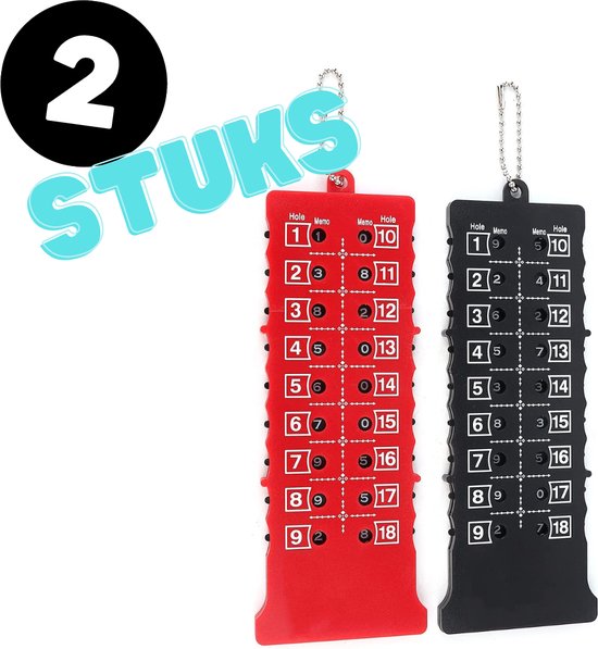 Luxe 18 hole - Golf score teller set - Rood & Zwart - Slagenteller - Handteller - Golftrainingsmateriaal - Golfaccesoires - handige scoreteller - Golfscore teller - Golfset - Golfscoreteller van Merkloos