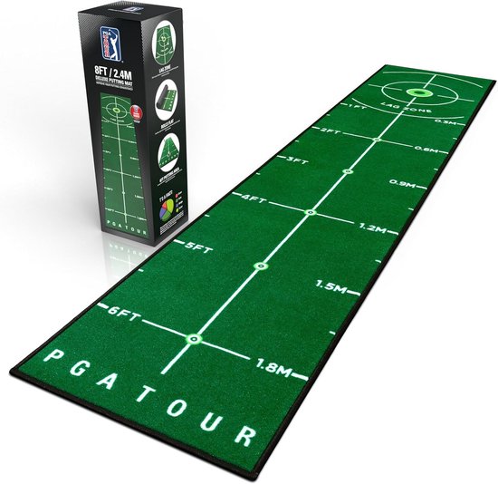 Luxe Indoor Golf Putting Mat met Richtlijnen en Doel - 2,4 Meter Oefen Green van Luxe